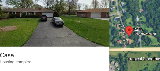 A Google Maps listing for a "housing complex" named Casa, but it's just a random private house.